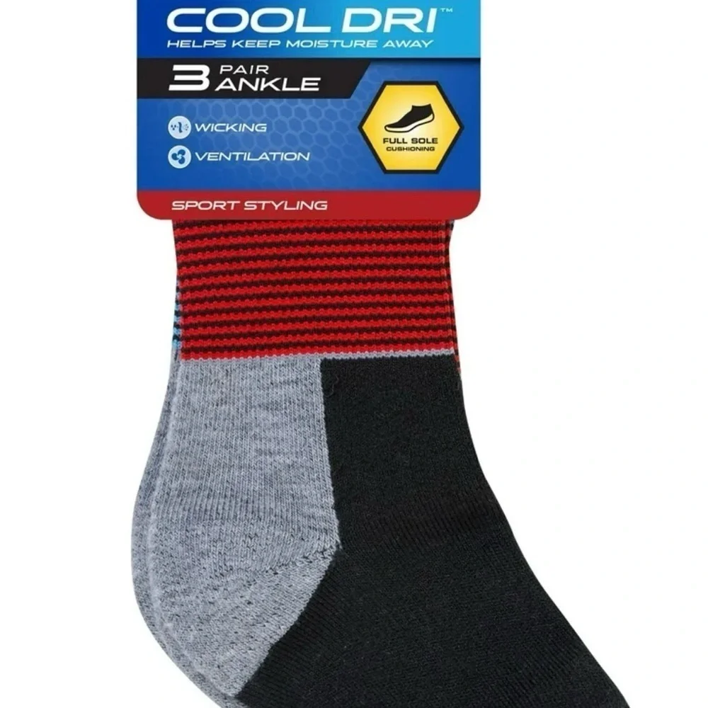 2 Hanes Cool DRI Men's Ankle Socks with Ventilation, 3-Pairs each…